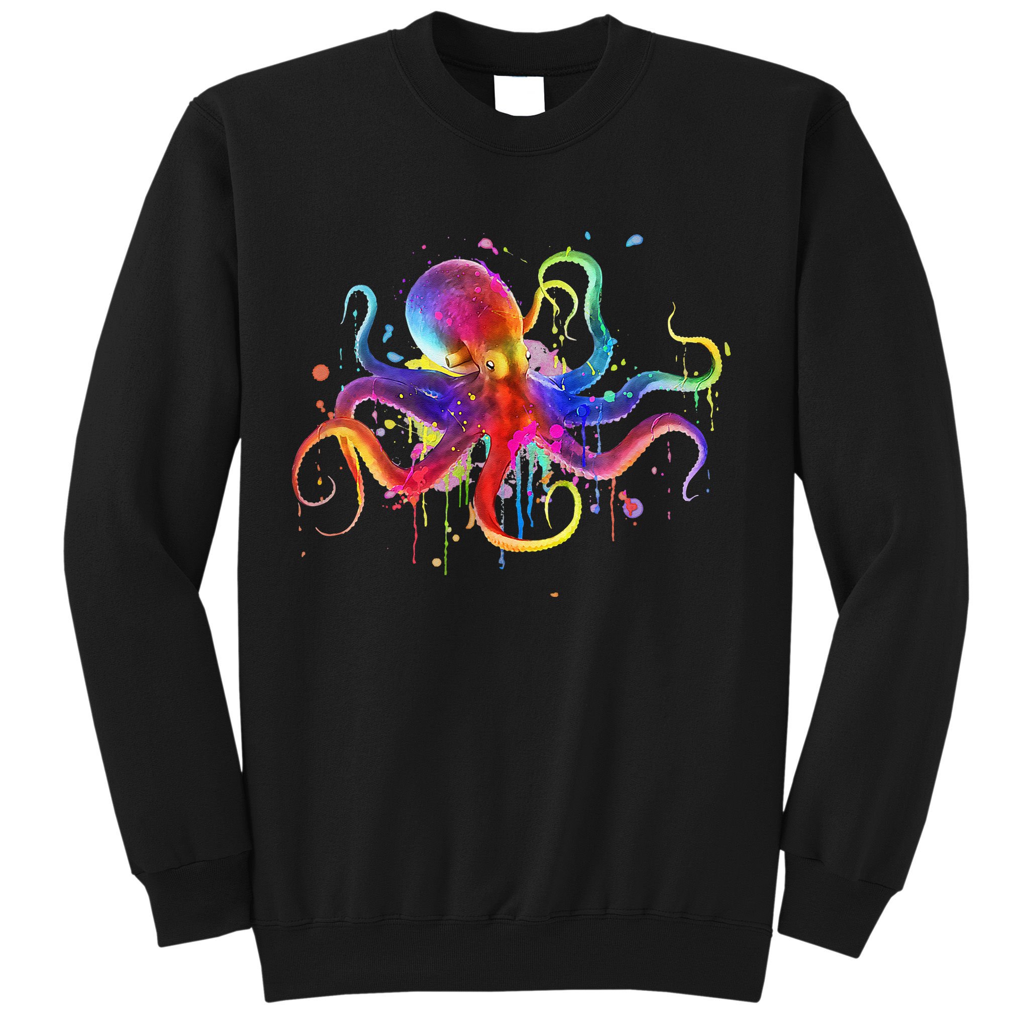 Dripping Rainbow Octopus Psychedelic Colorful Octopus Sweatshirt