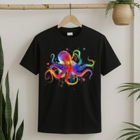 Dripping Rainbow Octopus Psychedelic Colorful Octopus T-Shirt