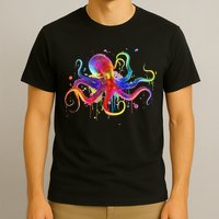Dripping Rainbow Octopus Psychedelic Colorful Octopus T-Shirt