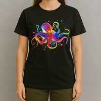 Dripping Rainbow Octopus Psychedelic Colorful Octopus T-Shirt