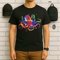 Dripping Rainbow Octopus Psychedelic Colorful Octopus T-Shirt