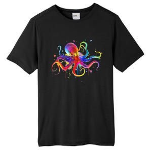 Dripping Rainbow Octopus Psychedelic Colorful Octopus Tall Fusion ChromaSoft Performance T-Shirt