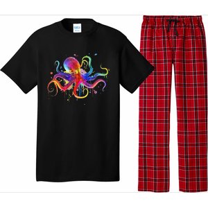 Dripping Rainbow Octopus Psychedelic Colorful Octopus Pajama Set