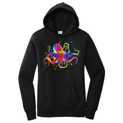 Dripping Rainbow Octopus Psychedelic Colorful Octopus Women's Pullover Hoodie
