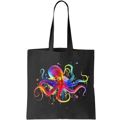 Dripping Rainbow Octopus Psychedelic Colorful Octopus Bag