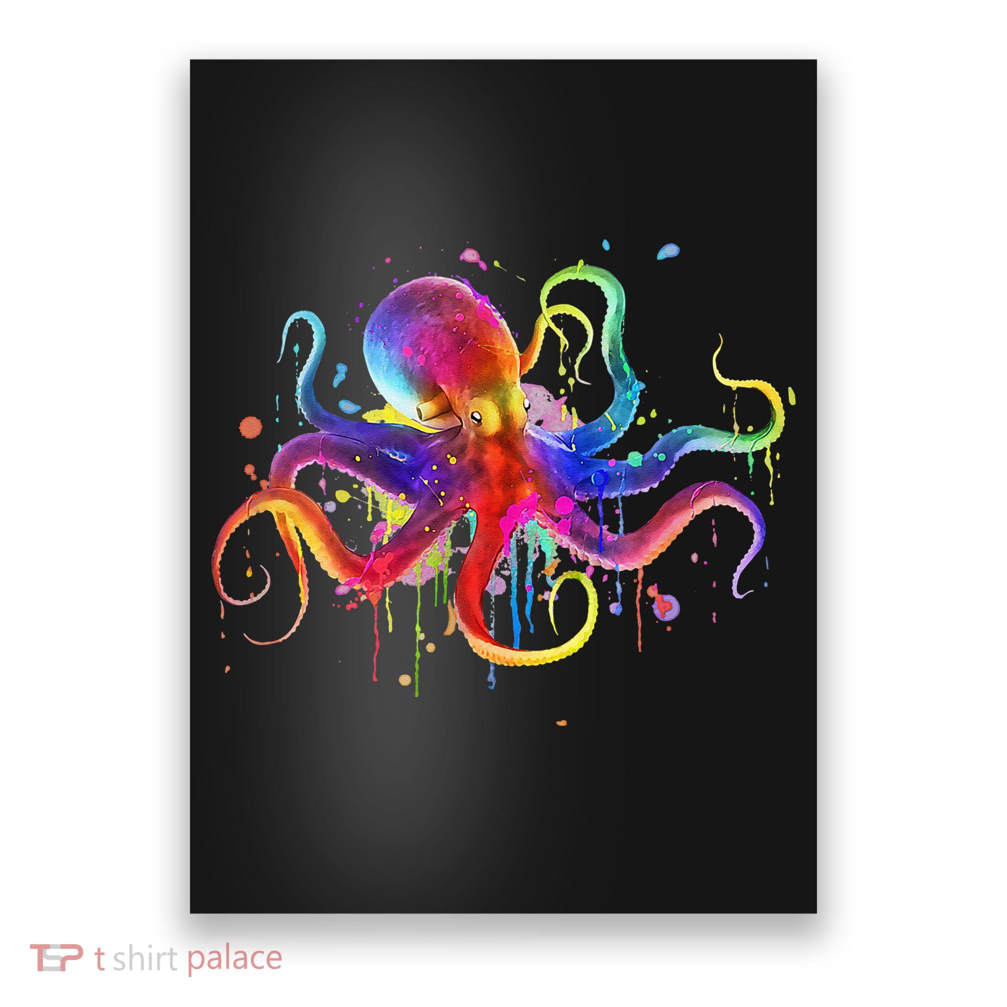 Dripping Rainbow Octopus Psychedelic Colorful Octopus Poster