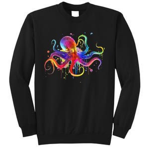 Dripping Rainbow Octopus Psychedelic Colorful Octopus Tall Sweatshirt