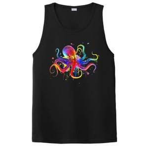 Dripping Rainbow Octopus Psychedelic Colorful Octopus PosiCharge Competitor Tank