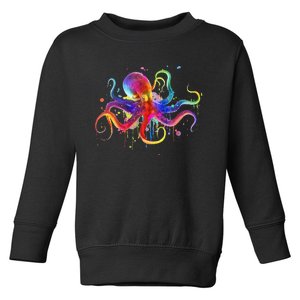 Dripping Rainbow Octopus Psychedelic Colorful Octopus Toddler Sweatshirt