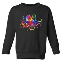 Dripping Rainbow Octopus Psychedelic Colorful Octopus Toddler Sweatshirt