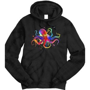 Dripping Rainbow Octopus Psychedelic Colorful Octopus Tie Dye Hoodie