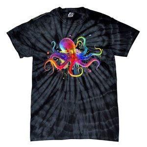 Dripping Rainbow Octopus Psychedelic Colorful Octopus Tie-Dye T-Shirt