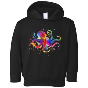 Dripping Rainbow Octopus Psychedelic Colorful Octopus Toddler Hoodie