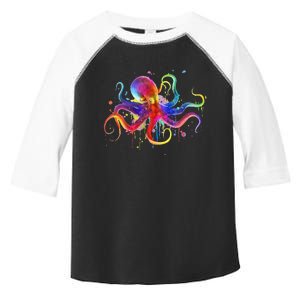 Dripping Rainbow Octopus Psychedelic Colorful Octopus Toddler Fine Jersey T-Shirt