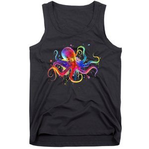 Dripping Rainbow Octopus Psychedelic Colorful Octopus Tank Top