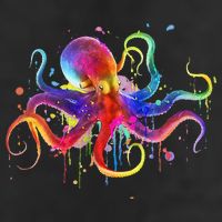 Dripping Rainbow Octopus Psychedelic Colorful Octopus Golf Towel