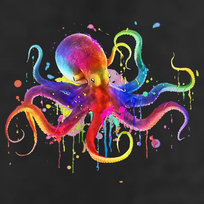 Dripping Rainbow Octopus Psychedelic Colorful Octopus Golf Towel