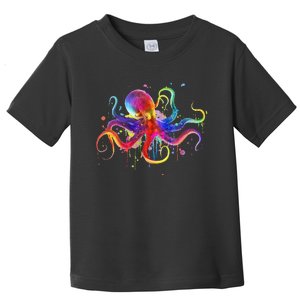 Dripping Rainbow Octopus Psychedelic Colorful Octopus Toddler T-Shirt