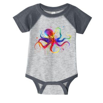 Dripping Rainbow Octopus Psychedelic Colorful Octopus Infant Baby Jersey Bodysuit