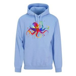 Dripping Rainbow Octopus Psychedelic Colorful Octopus Unisex Surf Hoodie