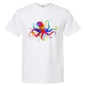 Dripping Rainbow Octopus Psychedelic Colorful Octopus Garment-Dyed Heavyweight T-Shirt