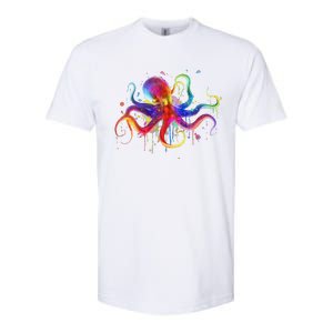 Dripping Rainbow Octopus Psychedelic Colorful Octopus Softstyle CVC T-Shirt