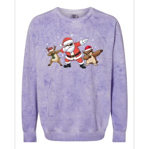 Dabbing Reindeer Owl Santa Funny Christmas Pajamas Gift Colorblast Crewneck Sweatshirt