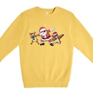 Dabbing Reindeer Owl Santa Funny Christmas Pajamas Gift Premium Crewneck Sweatshirt