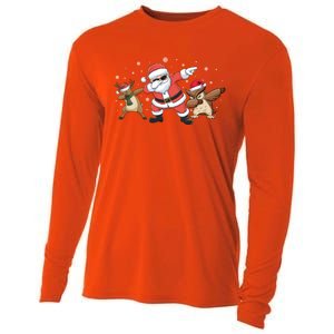 Dabbing Reindeer Owl Santa Funny Christmas Pajamas Gift Cooling Performance Long Sleeve Crew