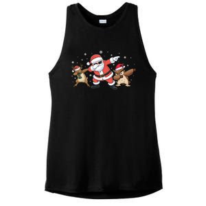 Dabbing Reindeer Owl Santa Funny Christmas Pajamas Gift Ladies PosiCharge Tri-Blend Wicking Tank