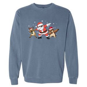 Dabbing Reindeer Owl Santa Funny Christmas Pajamas Gift Garment-Dyed Sweatshirt