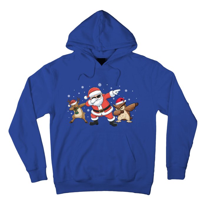 Dabbing Reindeer Owl Santa Funny Christmas Pajamas Gift Hoodie