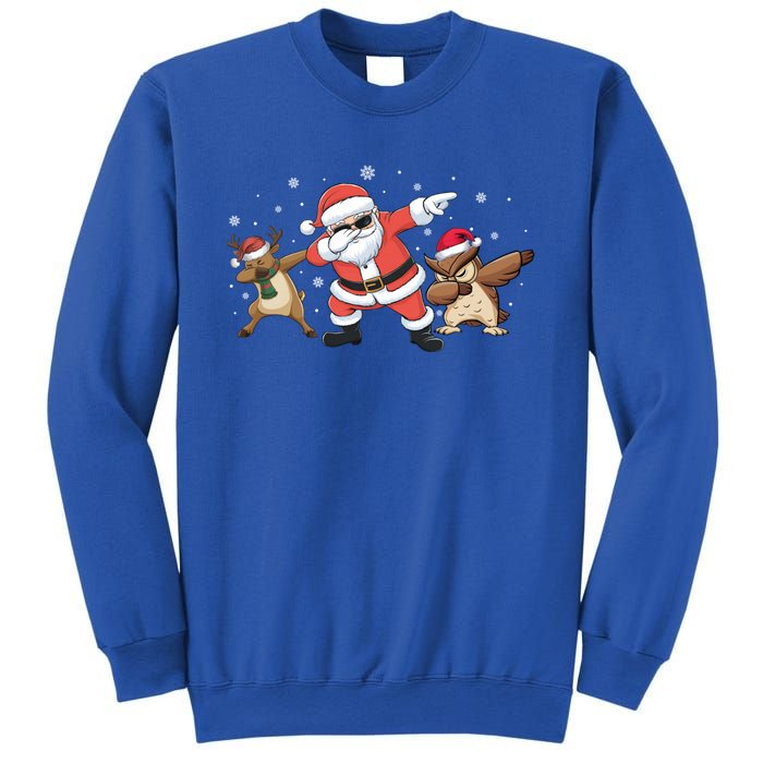 Dabbing Reindeer Owl Santa Funny Christmas Pajamas Gift Sweatshirt