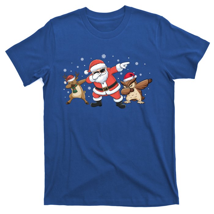 Dabbing Reindeer Owl Santa Funny Christmas Pajamas Gift T-Shirt