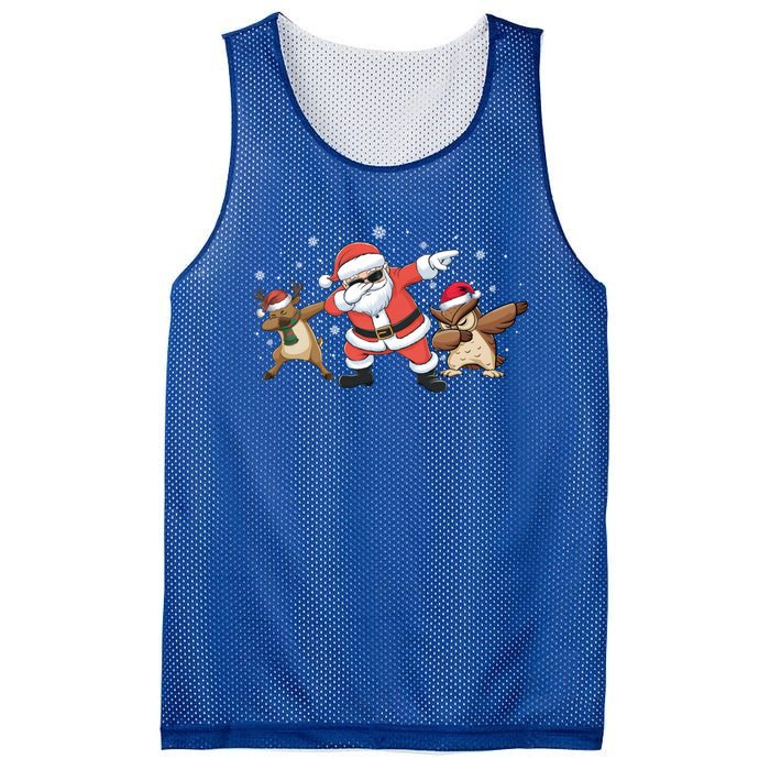 Dabbing Reindeer Owl Santa Funny Christmas Pajamas Gift Mesh Reversible Basketball Jersey Tank