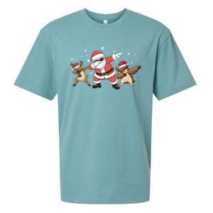 Dabbing Reindeer Owl Santa Funny Christmas Pajamas Gift Sueded Cloud Jersey T-Shirt