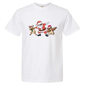 Dabbing Reindeer Owl Santa Funny Christmas Pajamas Gift Garment-Dyed Heavyweight T-Shirt