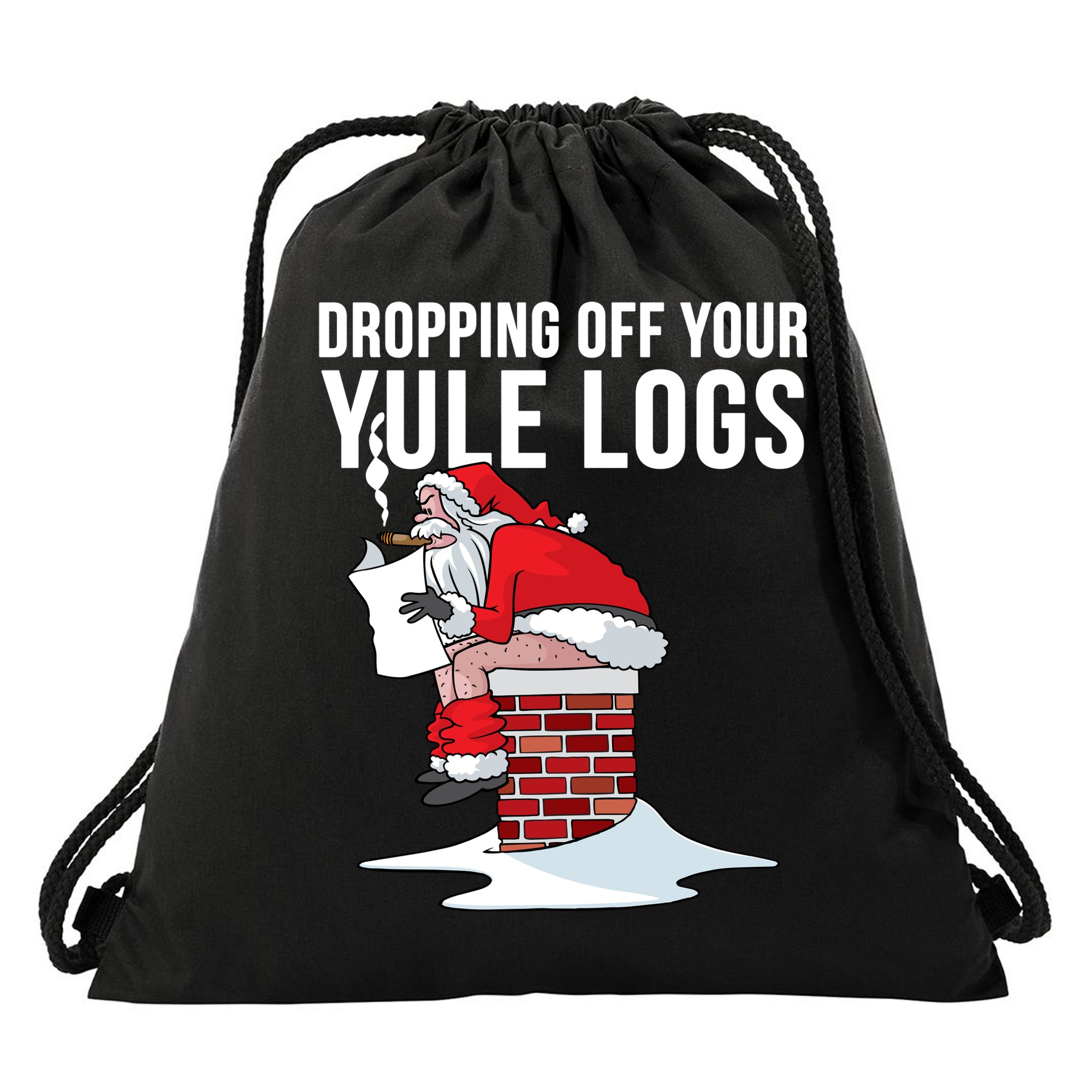 Dropping Off Your Yule Logs Drawstring Bag