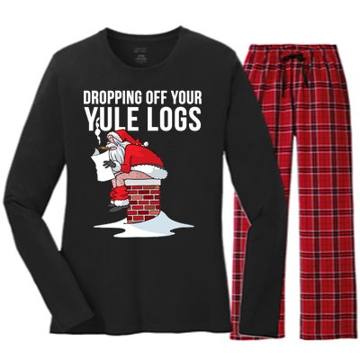 Dropping Off Your Yule Logs Women's Long Sleeve Flannel Pajama Set 