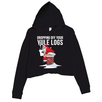 Dropping Off Your Yule Logs Crop Fleece Hoodie