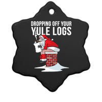 Dropping Off Your Yule Logs Ceramic Star Ornament