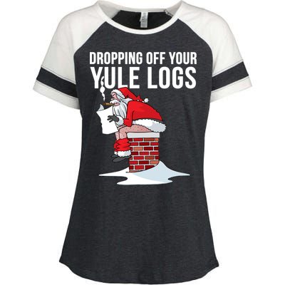 Dropping Off Your Yule Logs Enza Ladies Jersey Colorblock Tee