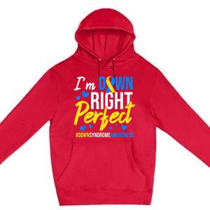 Down Right Perfect World Down Syndrome Awareness  Day Ribbon Premium Pullover Hoodie