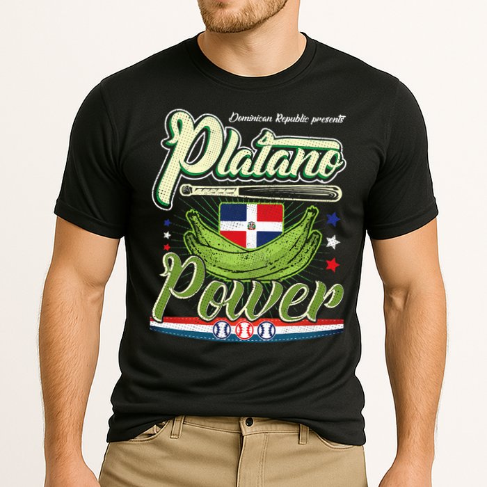 Dominican Republic Platano Power Baseball DR Flag Cooling Performance Crew T-Shirt