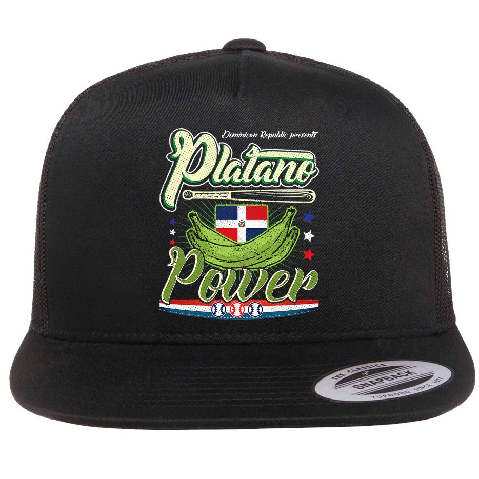 Dominican Republic Platano Power Baseball DR Flag Flat Bill Trucker Hat