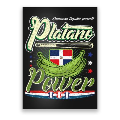 Dominican Republic Platano Power Baseball DR Flag Poster
