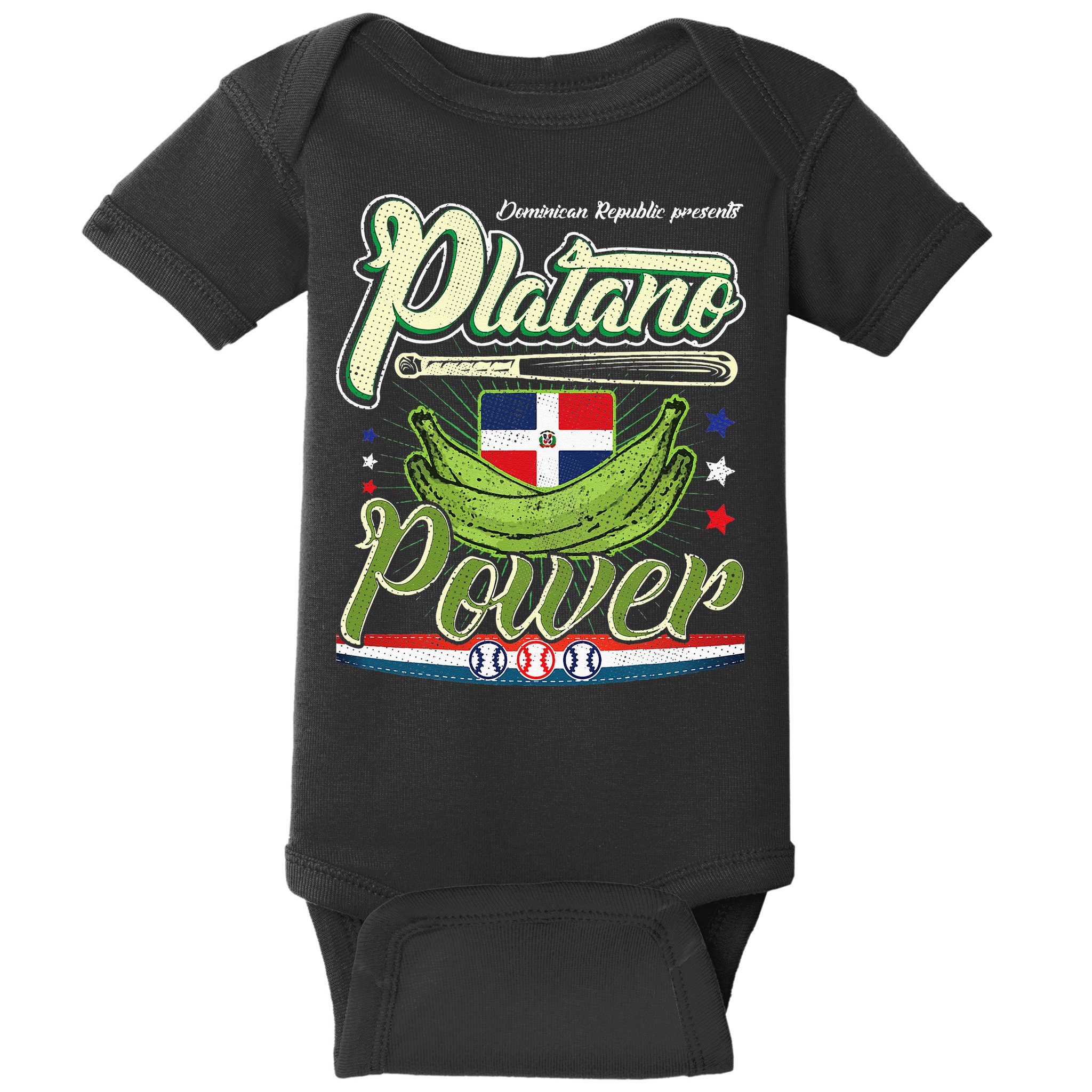 Dominican Republic Platano Power Baseball DR Flag Baby Bodysuit