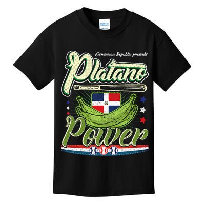 Dominican Republic Platano Power Baseball DR Flag Kids T-Shirt