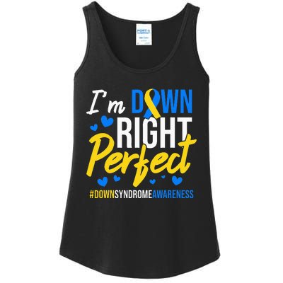 Down Right Perfect World Down Syndrome Awareness Day Ribbon Ladies Essential Tank