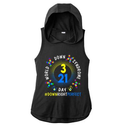 Down Right Perfect World Down Syndrome Awareness Day Socks Ladies PosiCharge Tri-Blend Wicking Draft Hoodie Tank